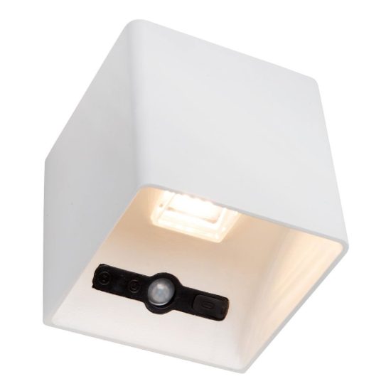 Applique da esterno a cubo ricaricabile bianco led 6w 2700k ip54 con sensore di movimento