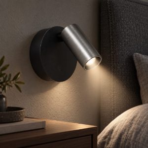 Faretto da comodino grigio ferro nero led 2w cct 2700k 3300k 4000k ricaricabile