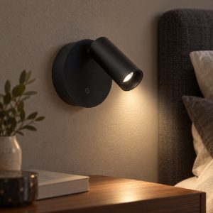 Faretto da comodino nero led 2w cct 2700k 3300k 4000k ricaricabile