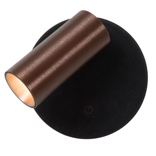 Faretto da comodino caffe nero led 2w cct 2700k 3300k 4000k ricaricabile
