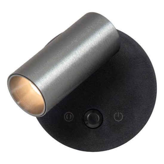 Faretto da comodino grigio ferro nero led 2w cct 2700k 4000k con sensore di movimento ricaricabile