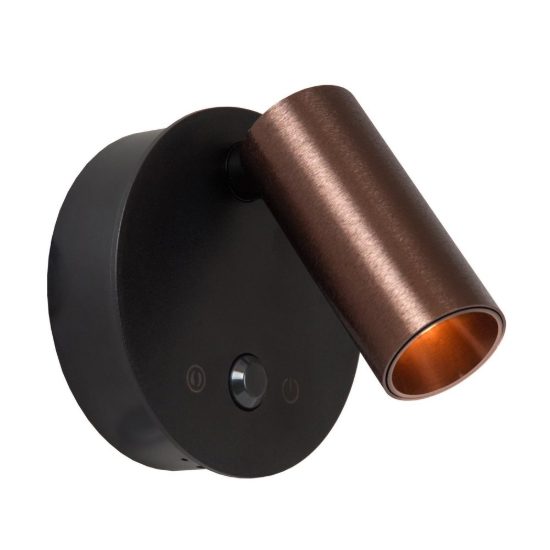Faretto da comodino caffe nero led 2w cct 2700k 4000k con sensore di movimento ricaricabile