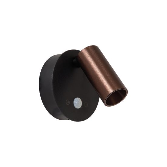 Faretto da comodino caffe nero led 2w cct 2700k 4000k con sensore di movimento ricaricabile