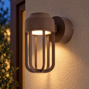 Applique da esterno a lanterna moderna marrone ruggine led 8w 2700k ip54