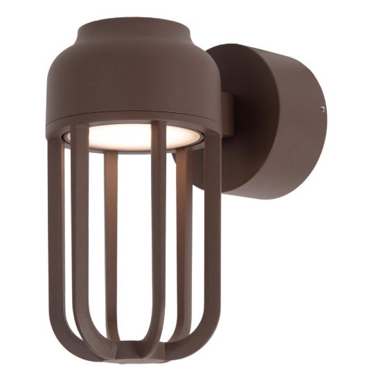 Applique da esterno a lanterna moderna marrone ruggine led 8w 2700k ip54