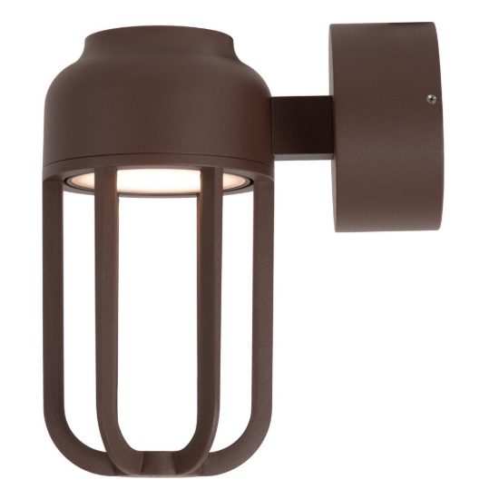 Applique da esterno a lanterna moderna marrone ruggine led 8w 2700k ip54