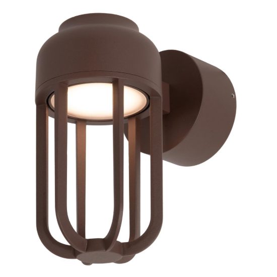 Applique da esterno a lanterna moderna marrone ruggine led 8w 2700k ip54