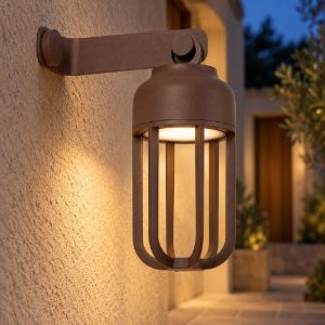 Applique da esterno a lanterna ricaricabile marrone ruggine led 5w cct 2700k 3000k 4000k touch ip54