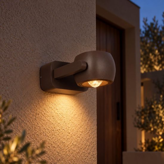 Applique da esterno moderna caffe led 8w 2700k ip54 orientabile