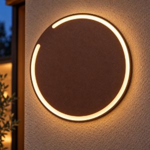 Applique da esterno rotonda moderna marrone ruggine led 6w 2700k ip54