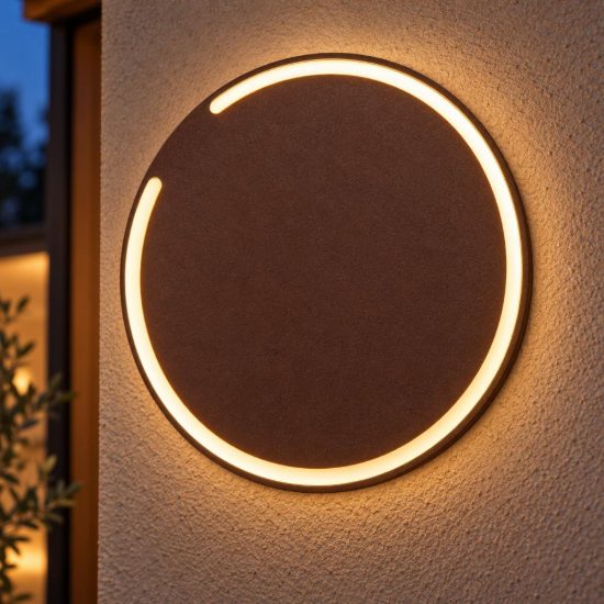 Applique da esterno rotonda moderna marrone ruggine led 6w 2700k ip54