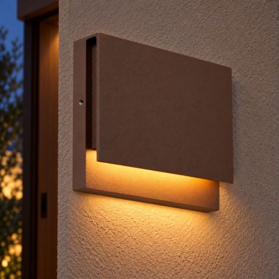 Applique da esterno rettangolare moderna marrone ruggine led 6w 2700k ip54