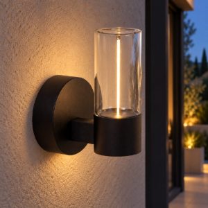 Applique da esterno a cilindro moderna nero led 6,5w 2700k ip54