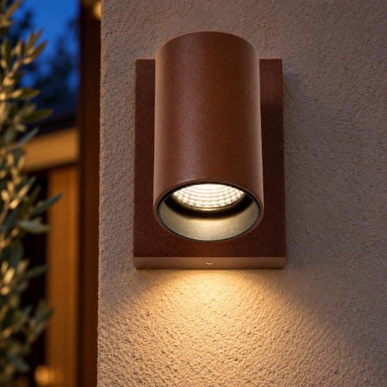 Applique da esterno a cilindro marrone ruggine led 10w cct 2200k 2700k 3000k ip54