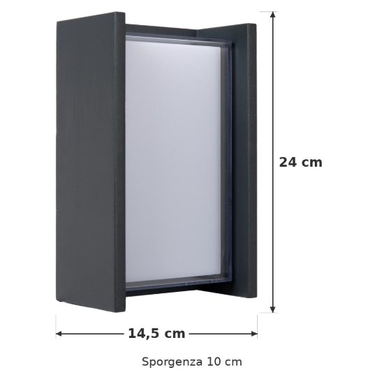 Applique da esterno rettangolare moderna nero opalino led 11w cct 2700k 6500k ip54