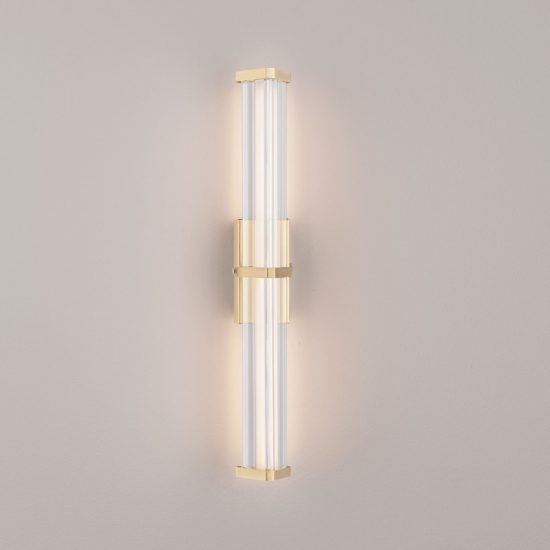 Applique da parete led 7w 2700k dimmerabile per soggiorno contemporanea trasparente e oro spazzolato