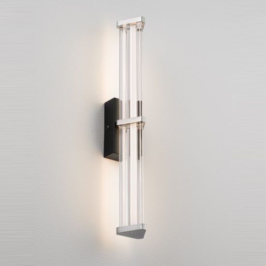 Applique da parete led 7w 2700k dimmerabile per soggiorno moderna trasparente e nichel satinato