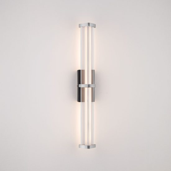 Applique da parete led 7w 2700k dimmerabile per soggiorno moderna trasparente e nichel satinato