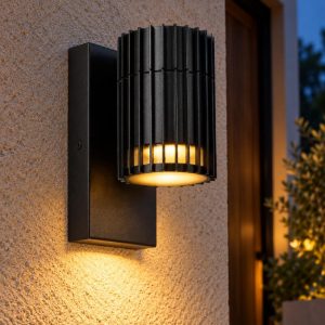 Applique da esterno a cilindro rigato nero ip44