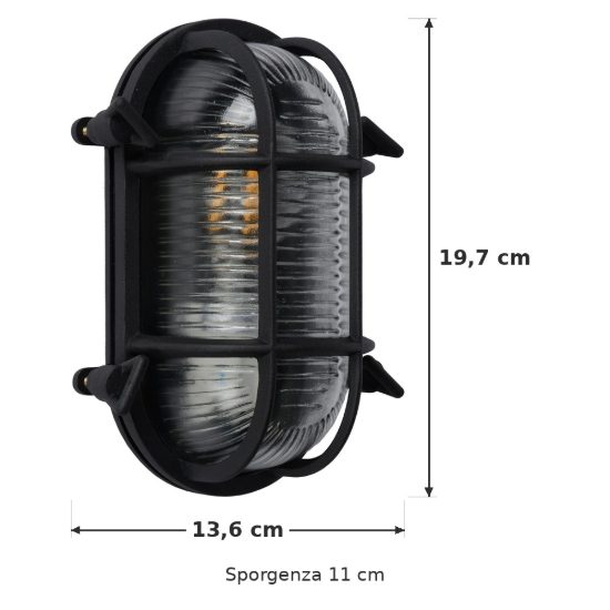 Applique da esterno a tartaruga moderna nero trasparente ip65