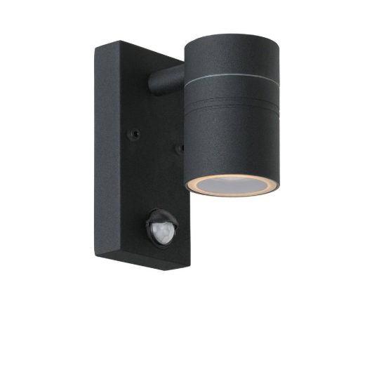 Applique da esterno nero led 5w 2700k ip44 con sensore di movimento crepuscolare