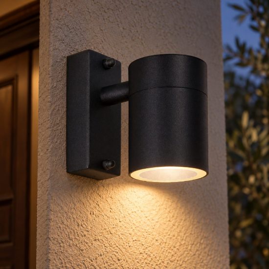 Applique da esterno a cilindro moderna nero led 5w 2700k ip44