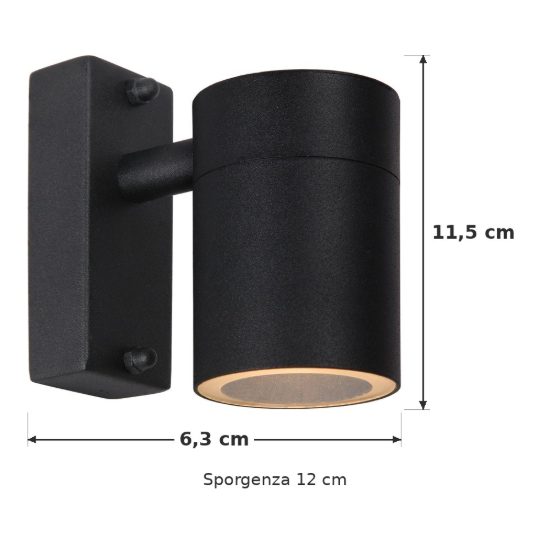 Applique da esterno a cilindro moderna nero led 5w 2700k ip44