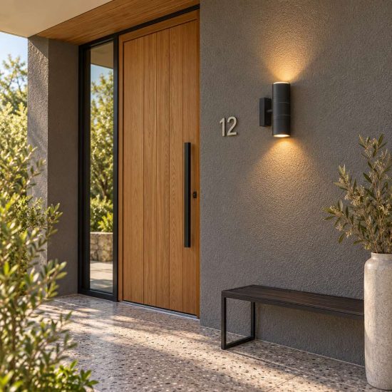 Applique da esterno biemissione a cilindro moderna nero led 10w 2700k ip44