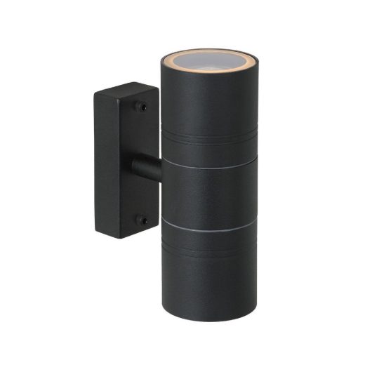 Applique da esterno biemissione a cilindro moderna nero led 10w 2700k ip44