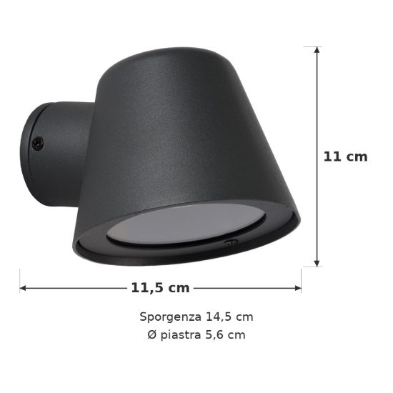Applique da esterno conica moderna antracite led 5w 3000k ip44