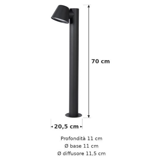 Paletto da giardino conico moderno antracite led 5w 3000k ip44