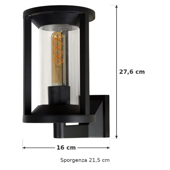 Applique da esterno a lanterna cilindrica moderna nero ip65