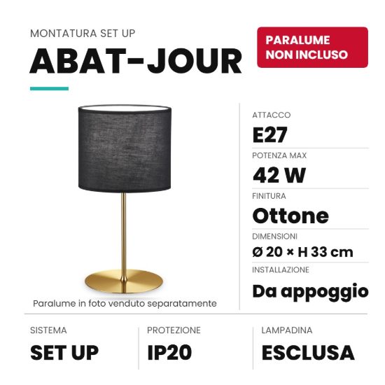 Ideal lux set up montatura per abat-jour e27 33cm ottone senza paralume