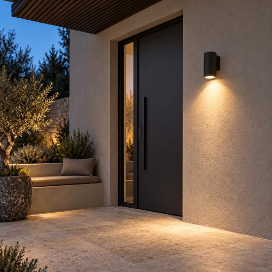 Applique da esterno a cilindro moderna nero ip54