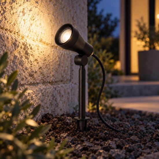 Faretto da giardino con picchetto moderno nero led 5w 3000k ip54