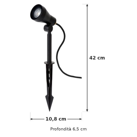 Faretto da giardino con picchetto moderno nero led 5w 3000k ip54