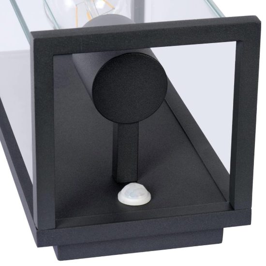 Applique da esterno a lanterna moderna antracite ip54 con sensore di movimento crepuscolare