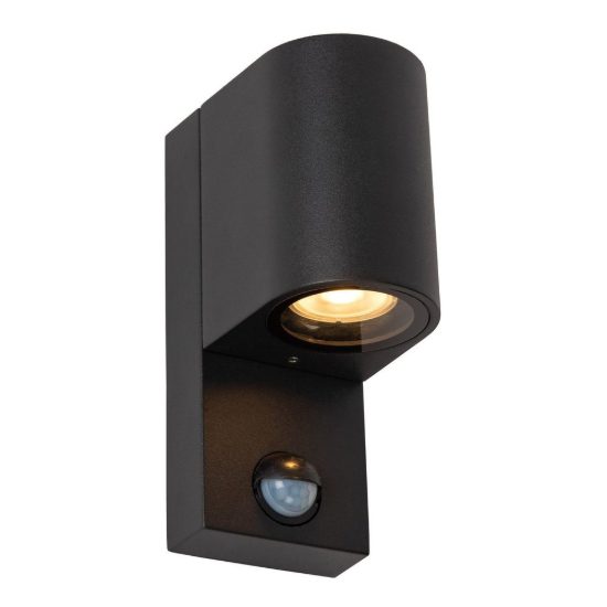 Applique da esterno semicilindrica nero ip65 con sensore di movimento crepuscolare