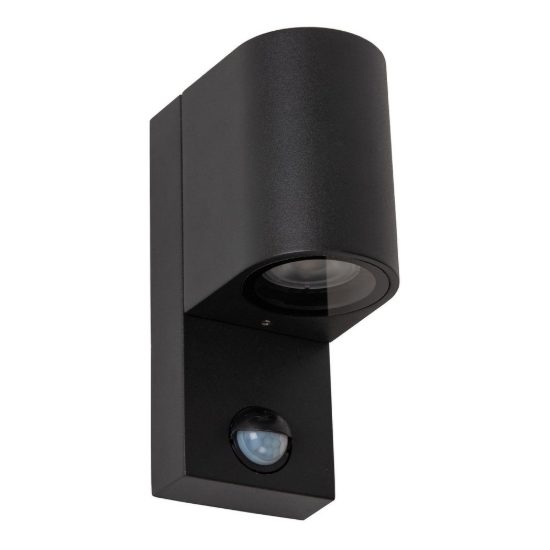 Applique da esterno semicilindrica nero ip65 con sensore di movimento crepuscolare