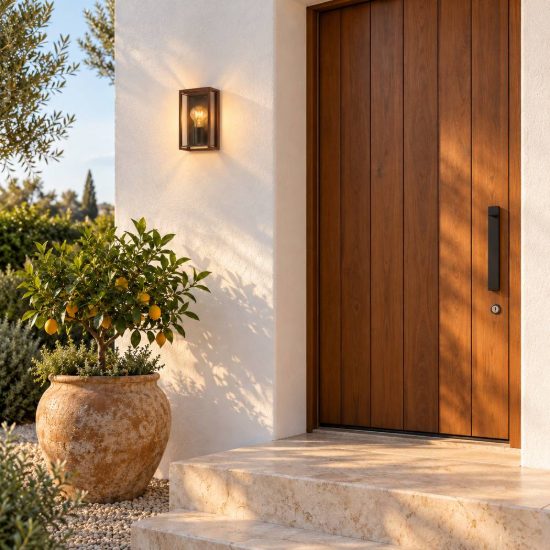 Applique da esterno a lanterna con cornice moderna marrone ruggine fume ip65