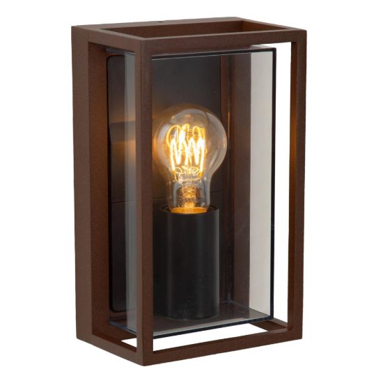 Applique da esterno a lanterna con cornice moderna marrone ruggine fume ip65