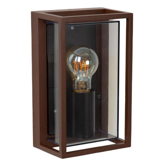 Applique da esterno a lanterna con cornice moderna marrone ruggine fume ip65