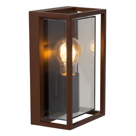 Applique da esterno a lanterna con cornice moderna marrone ruggine fume ip65