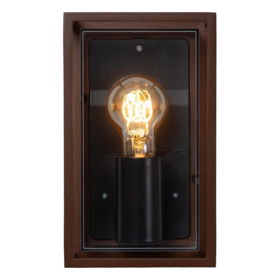 Applique da esterno a lanterna con cornice moderna marrone ruggine fume ip65