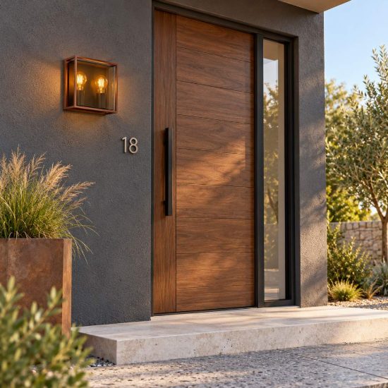 Applique da esterno a lanterna doppia con cornice moderna marrone ruggine fume ip65