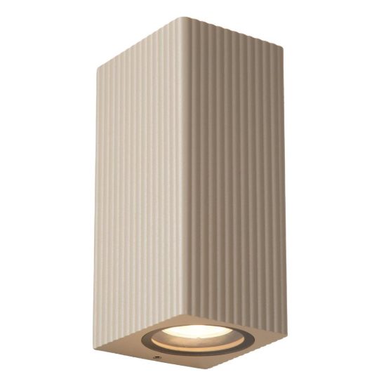 Applique da esterno biemissione rettangolare rigata moderna tortora ip65