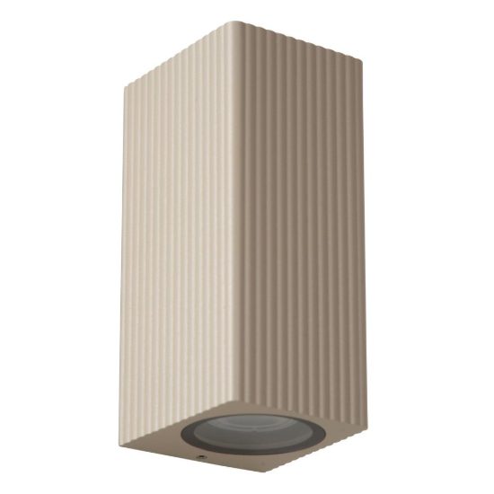 Applique da esterno biemissione rettangolare rigata moderna tortora ip65