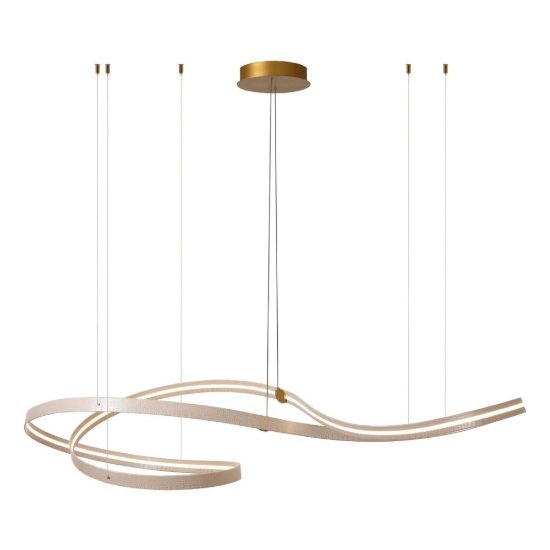 Lampadario a onda per sala da pranzo contemporaneo crema oro led 80w cct 2200k 4000k con telecomando