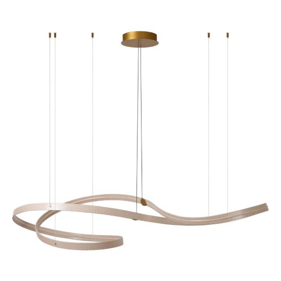 Lampadario a onda per sala da pranzo contemporaneo crema oro led 80w cct 2200k 4000k con telecomando