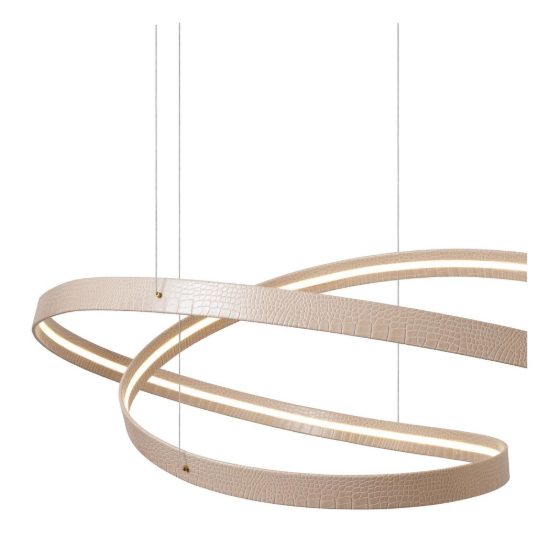 Lampadario a onda per sala da pranzo contemporaneo crema oro led 80w cct 2200k 4000k con telecomando